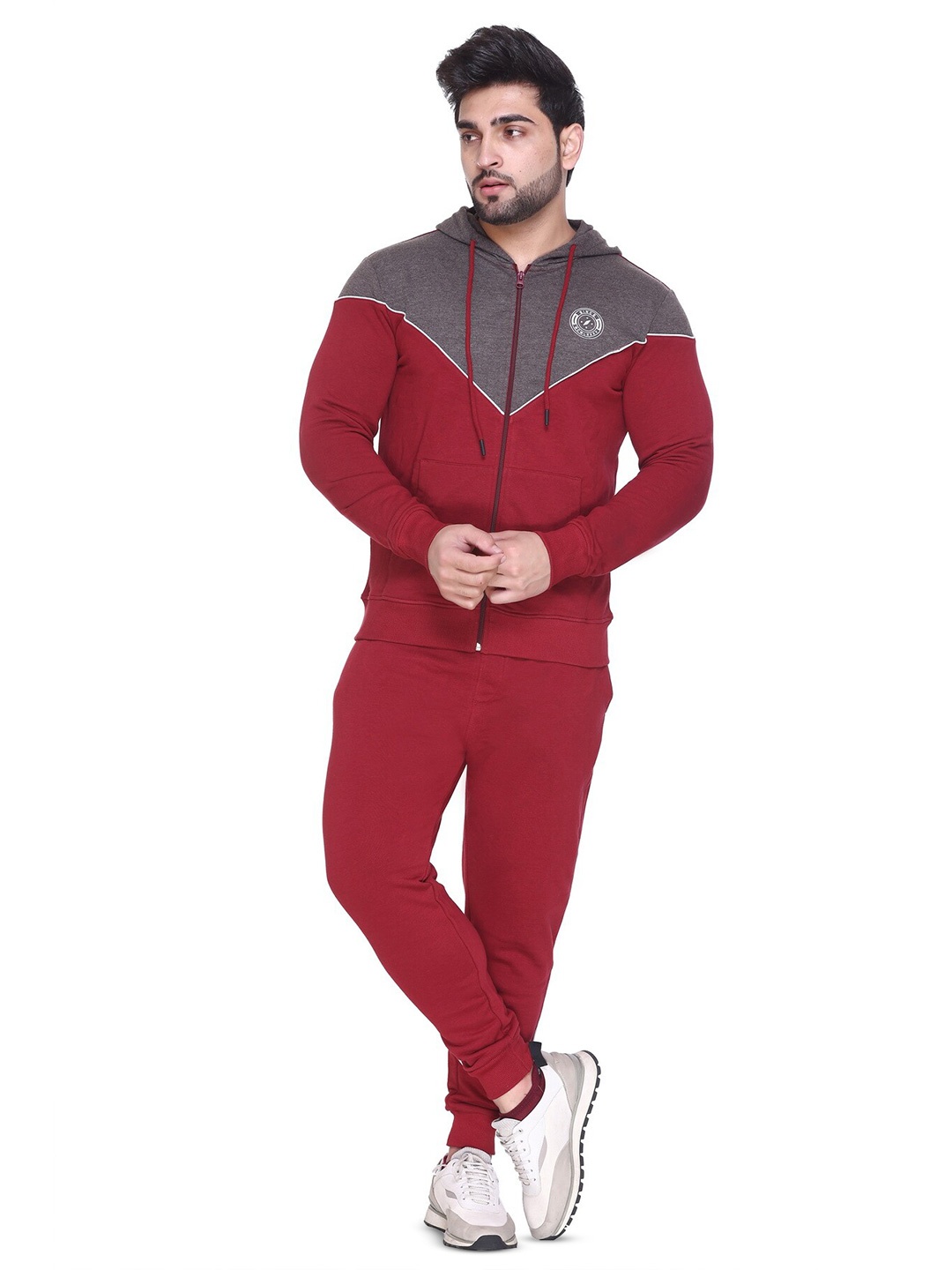 

Y&I Colourblocked Hooded Tracksuits, Maroon