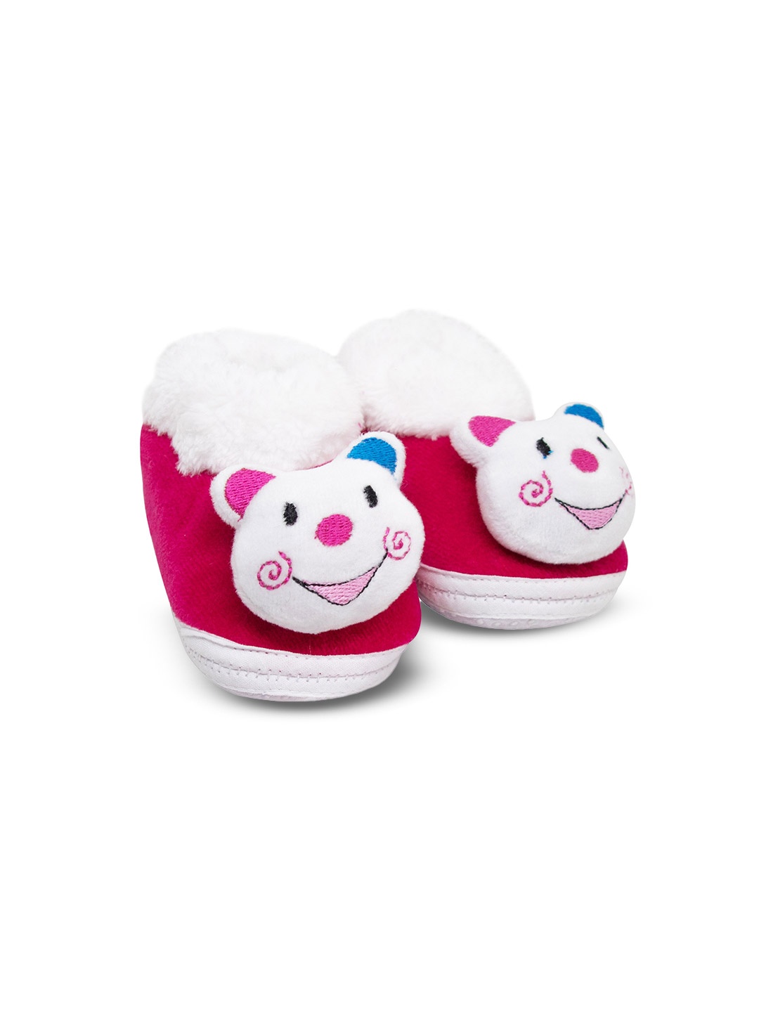 

BAESD Infants Patterned Fur Detail Cotton Booties, Pink