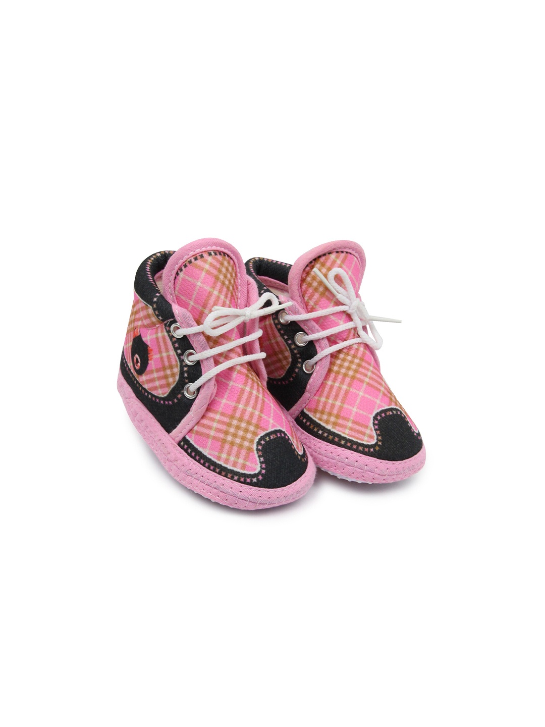 

BAESD Infant Boys Checked Cotton Anti-Slip Booties, Pink
