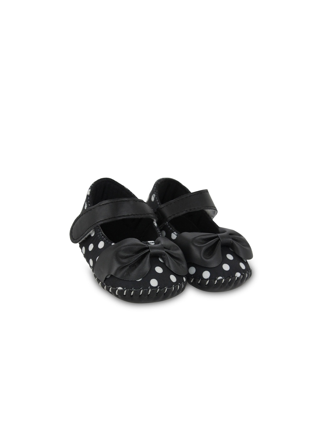 

BAESD Infant Girls Polka Dot Printed Bow Detail Cotton Booties, Black