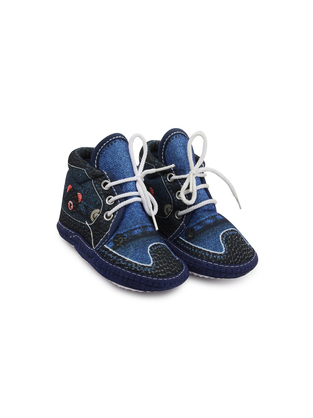 

BAESD Infant Boys Anti-Slip Cotton Lace-up Booties, Navy blue