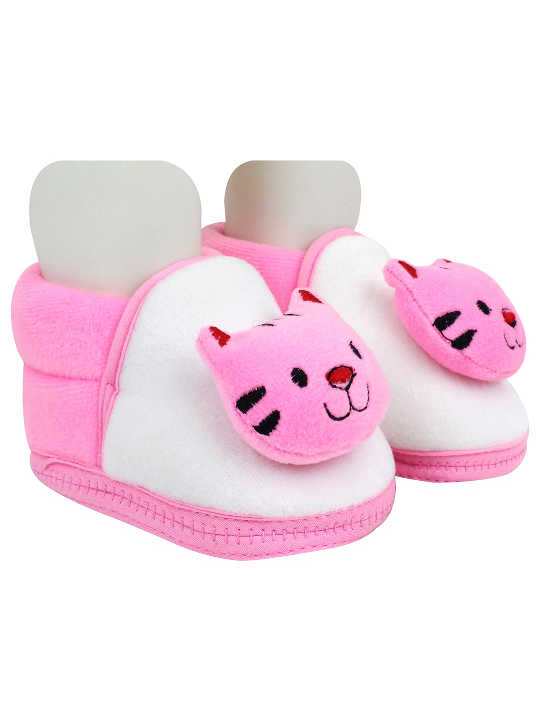 

BAESD Infants Tiger Face Detailed Cotton Booties, Pink