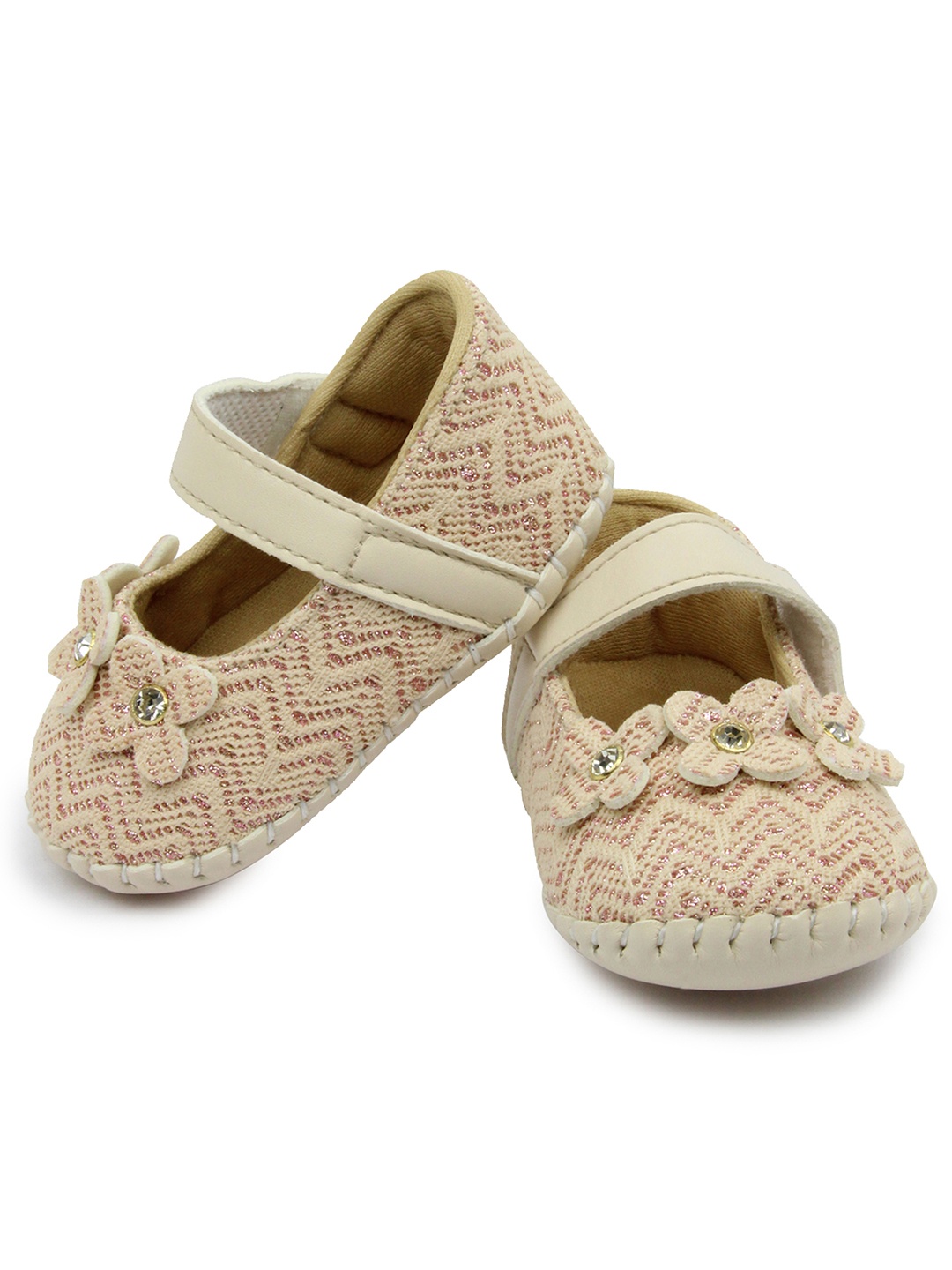 

BAESD Infant Girls Patterned Embellished Booties, Beige