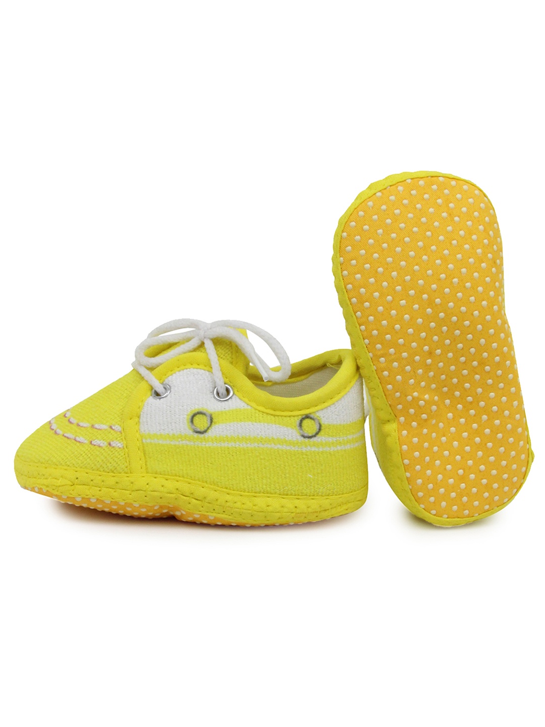 

BAESD Infant Striped Anti-Slip Cotton Lace-Up Booties, Yellow