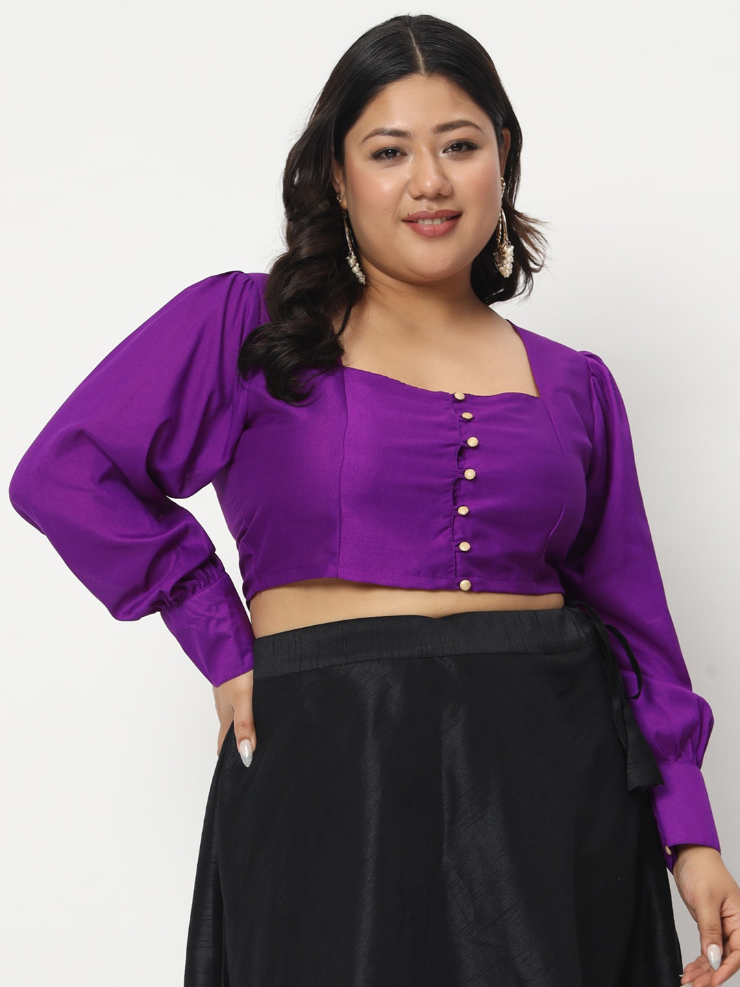 

studio rasa Plus Size Chroma Button Down Blouse, Purple