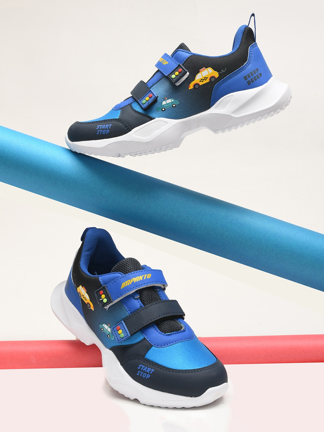 

IMPAKTO Kids Printed Walking Shoes, Blue