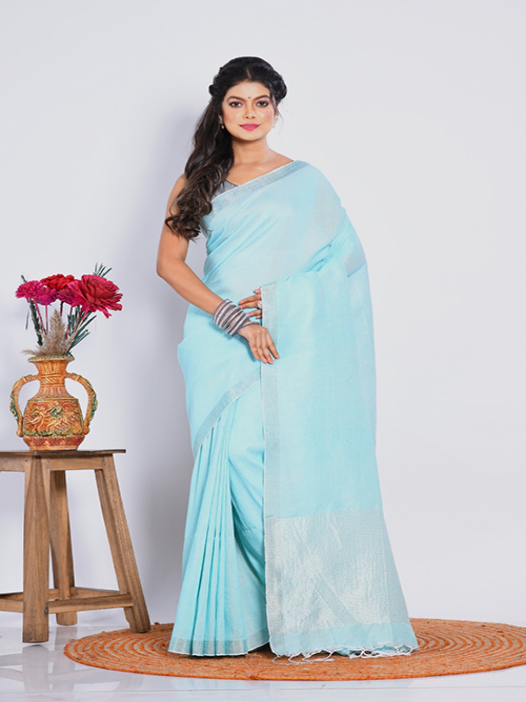 

Morchari Pure Cotton Saree, Blue