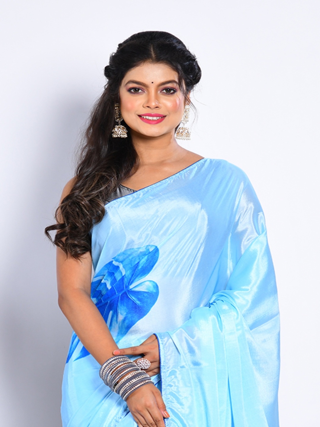 

Morchari Floral Printed Saree, Blue