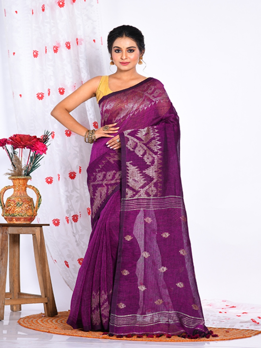 

Morchari Ethnic Motifs Woven Design Saree, Purple