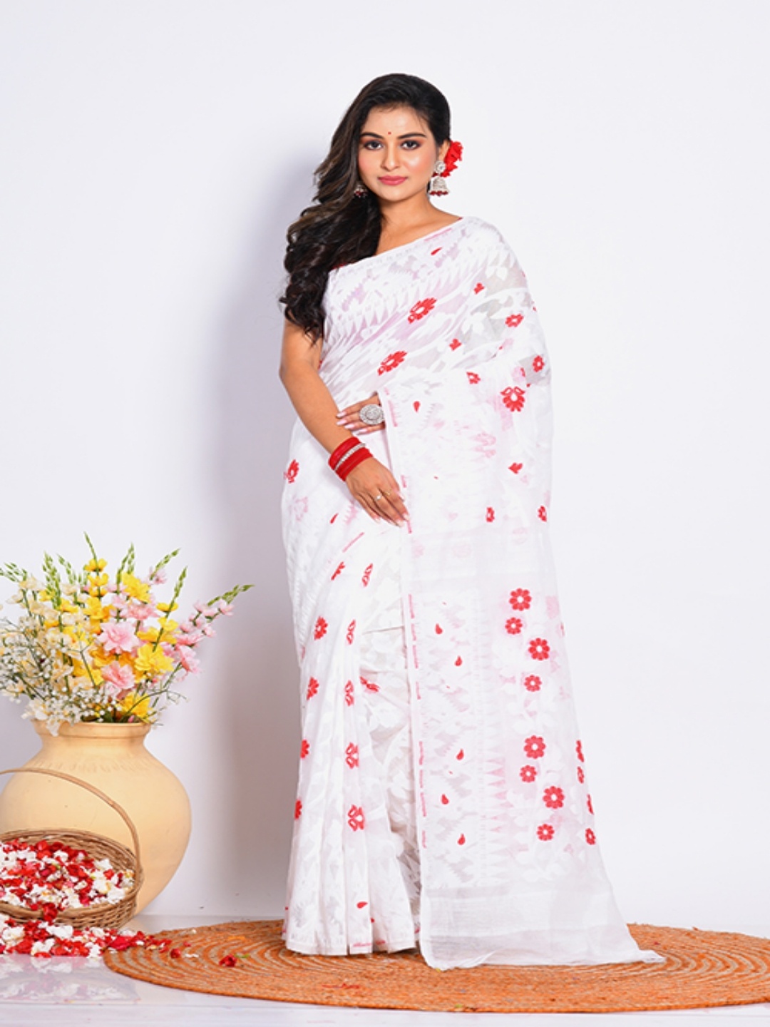 

Morchari Woven Design Saree, White