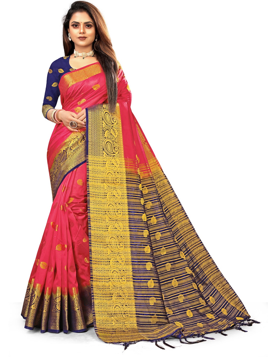 

ANISSA SAREE Woven Design Ethnic Motifs Zari Banarasi Saree, Peach