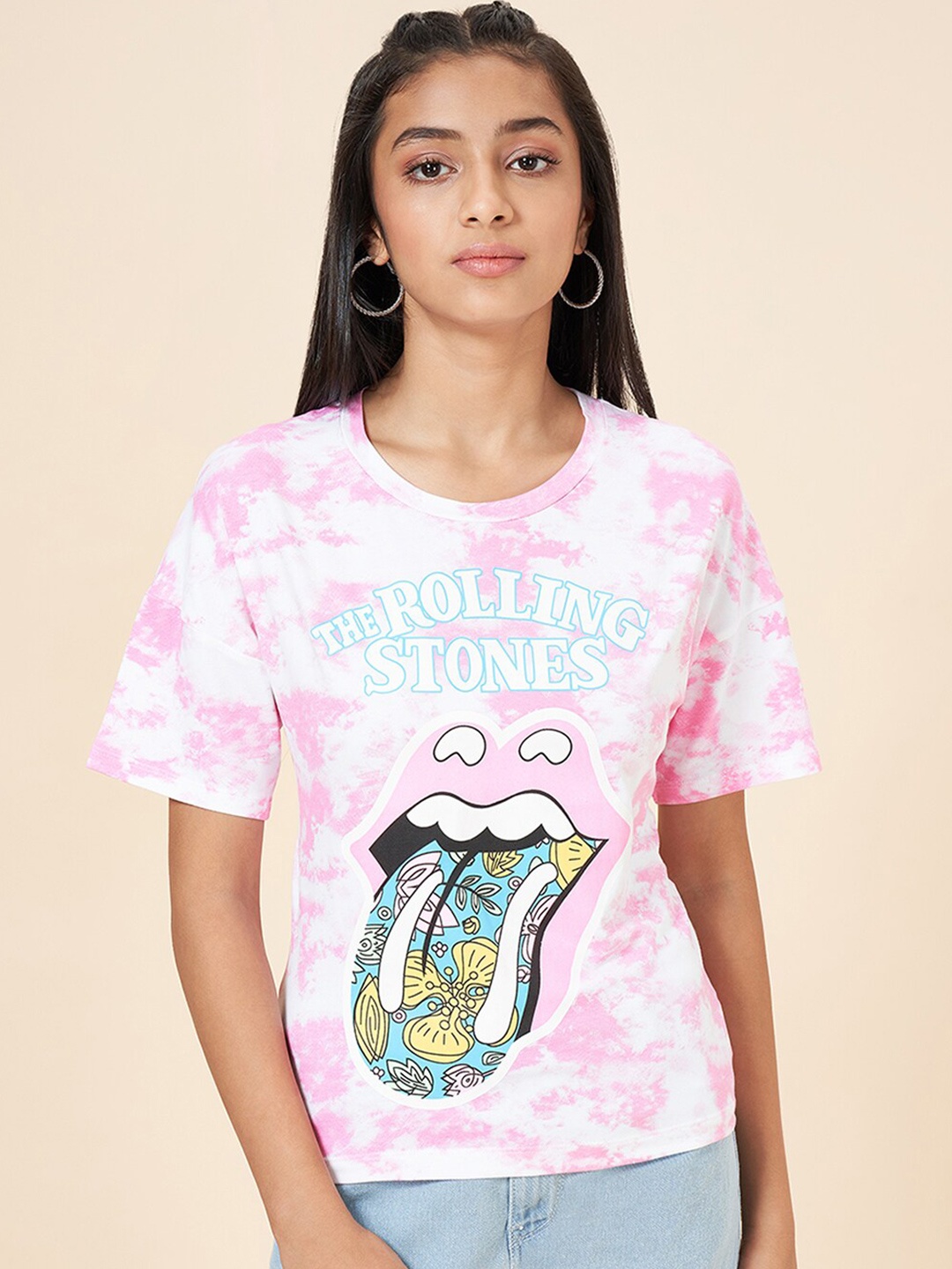 

Coolsters by Pantaloons Girls The Rolling Stones Printed Crop T-shirt, Pink