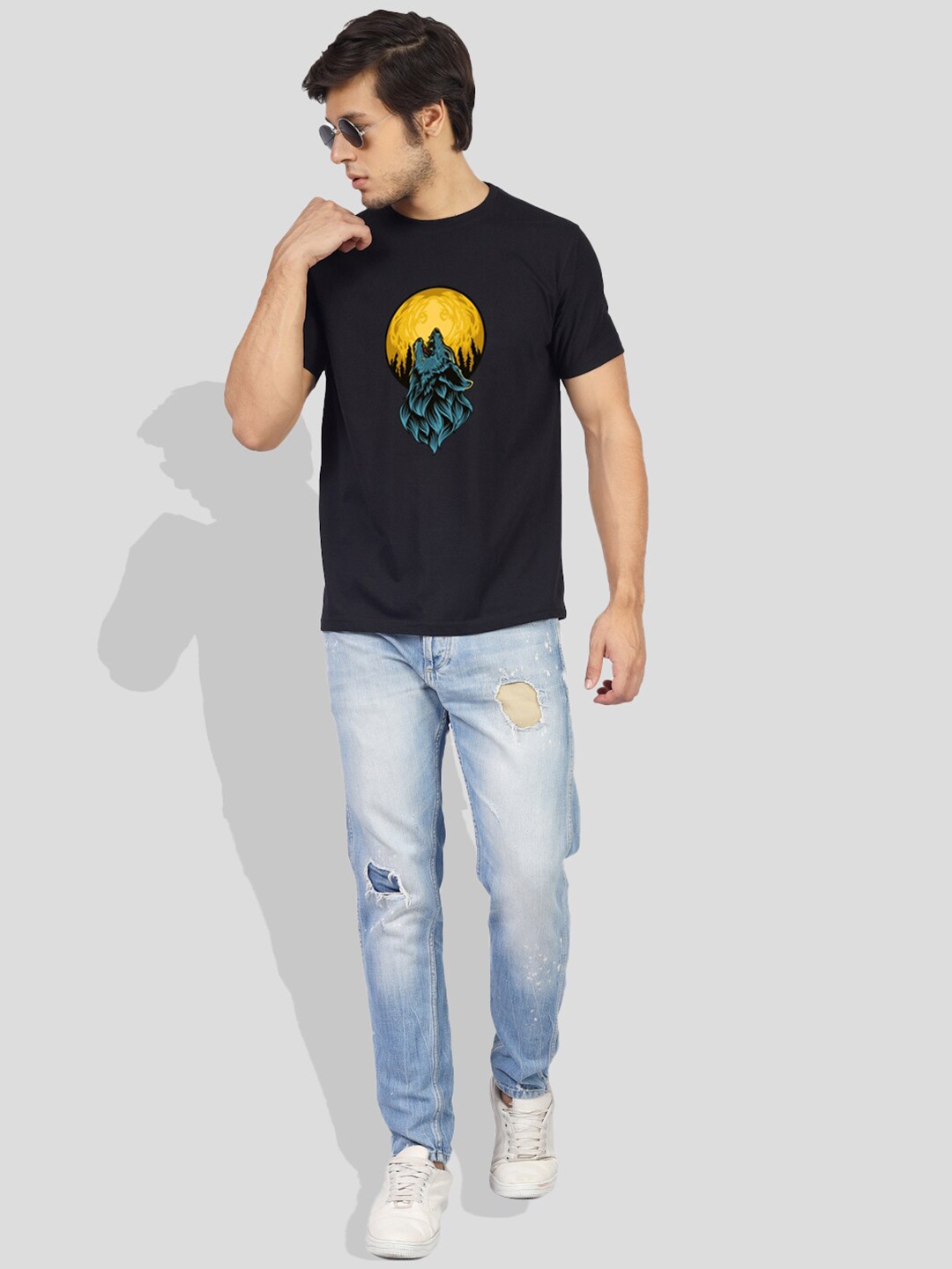 

Greylongg Printed Applique Cotton T-shirt, Purple