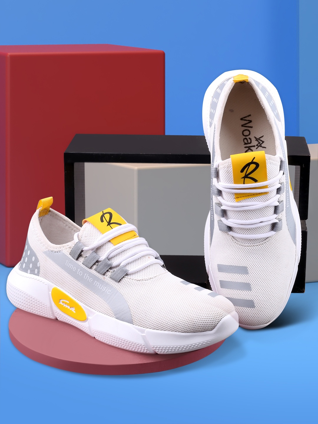 

Woakers Men Textured Lace-Ups Sneakers, White