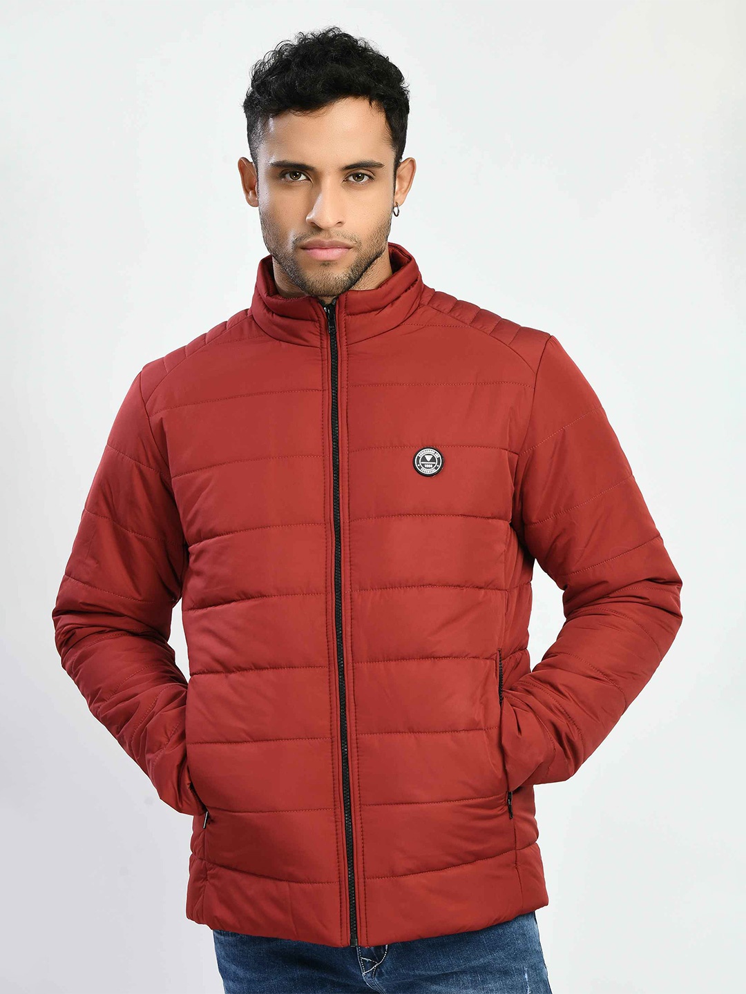 

SQUIREHOOD Mock Collar Puffer Jacket, Maroon