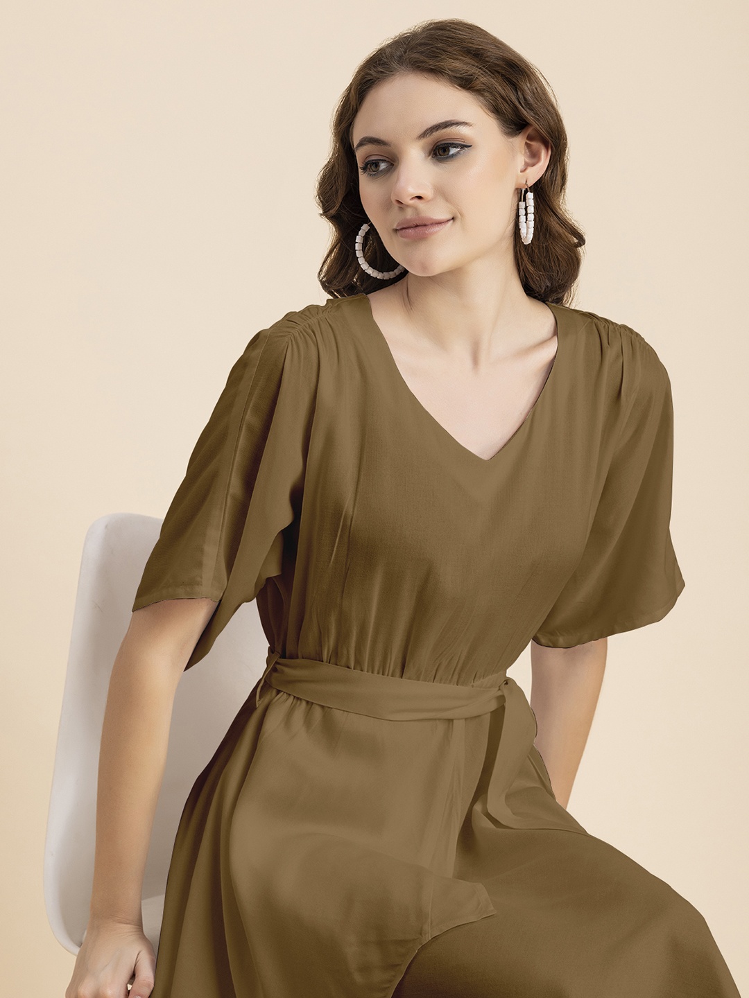 

Moomaya A-Line Midi Dress, Brown