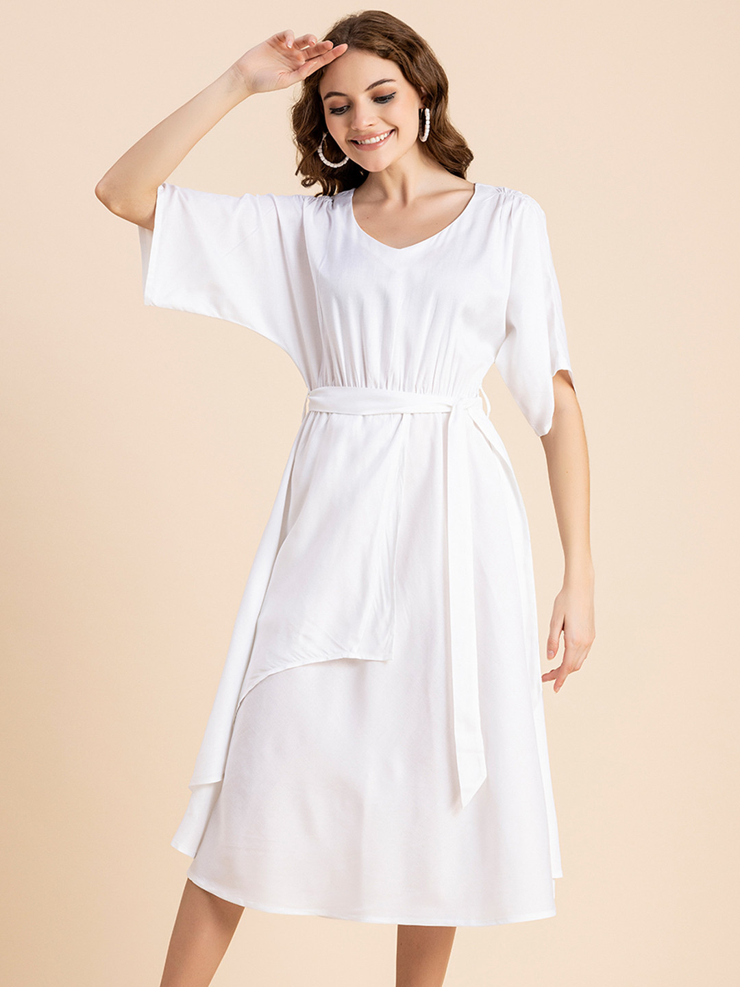 

Moomaya A-Line Midi Dress, White