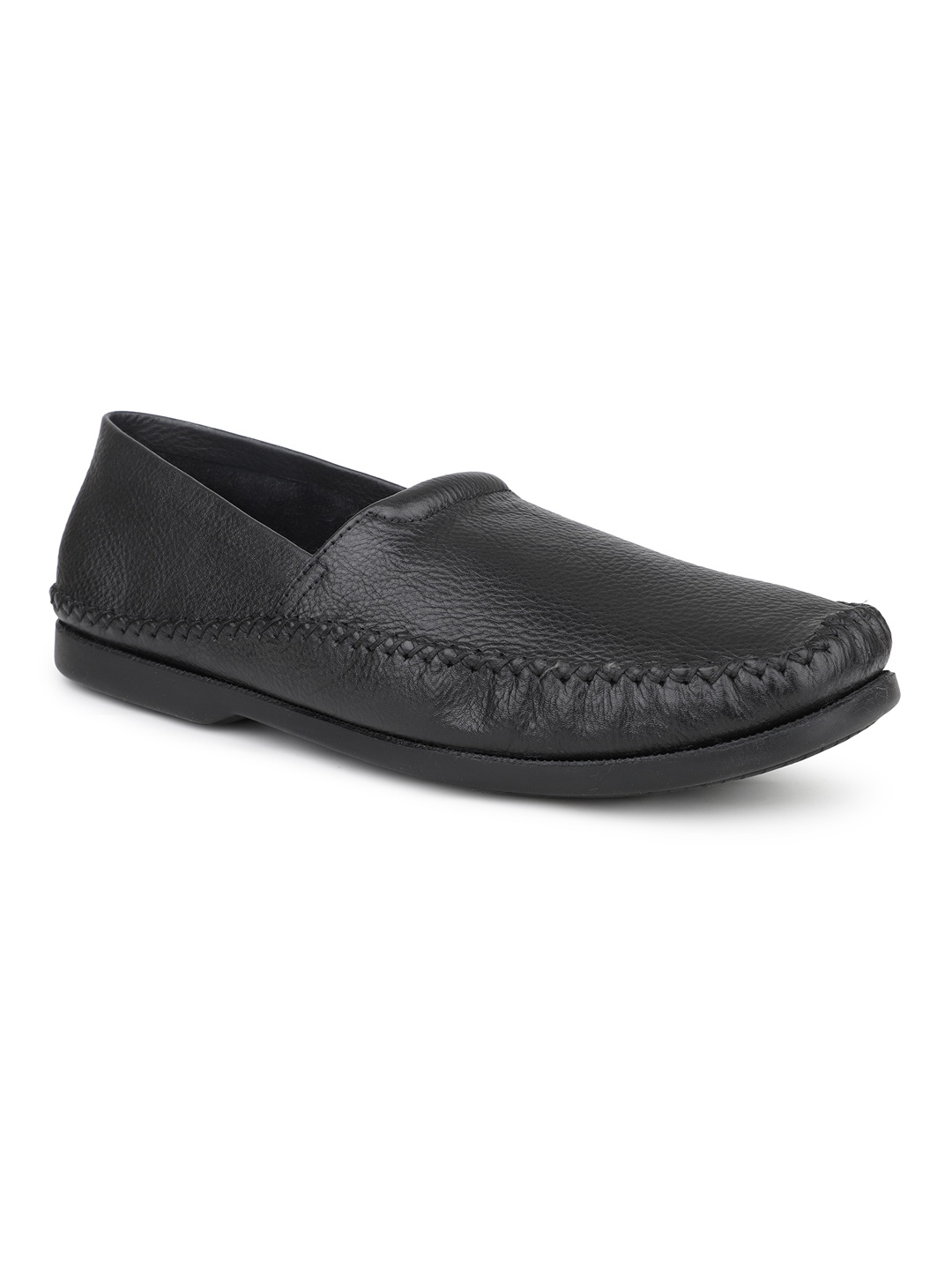 

ATESBER by Inc.5 Men Textured Leather Loafers, Black