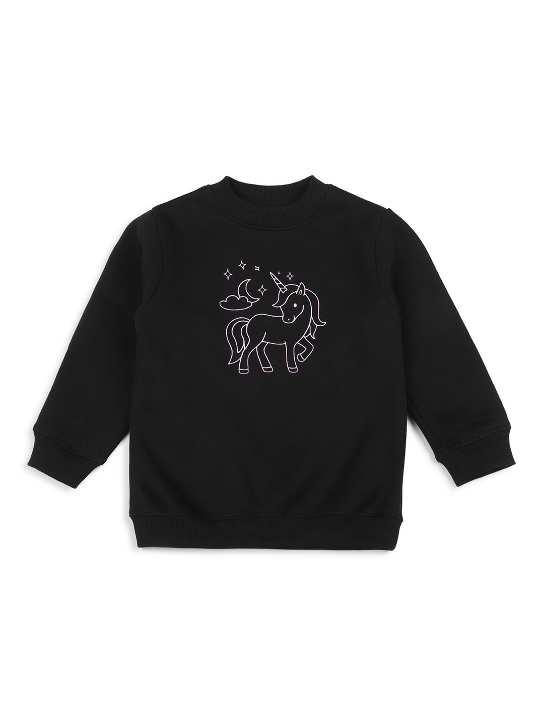 shopbloom Kids Graphic Printed Cotton Pullover Sweatshirt, Black
