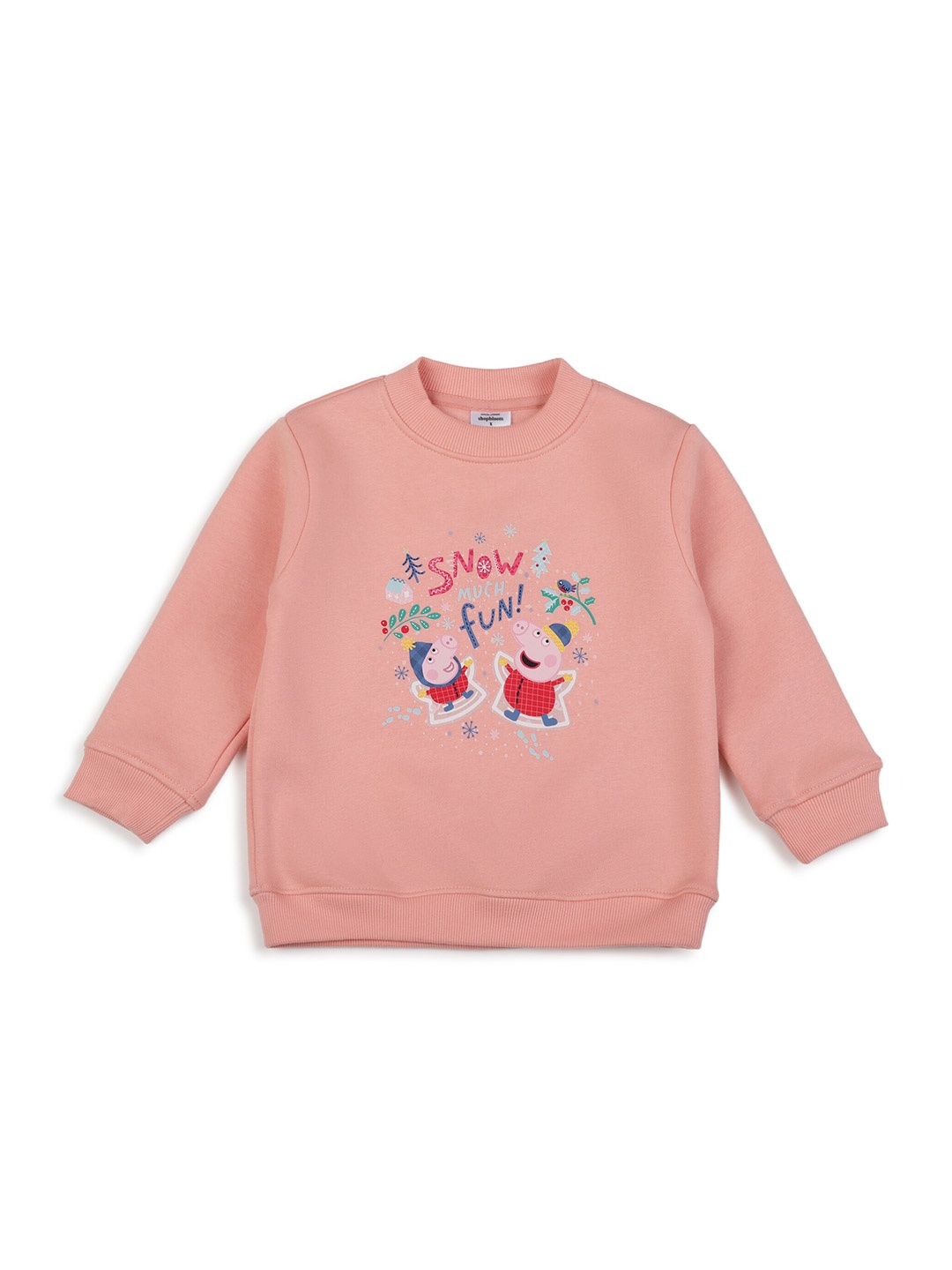 

shopbloom Kids Graphic Printed Long Sleeves Cotton Pullover Sweatshirt, Peach