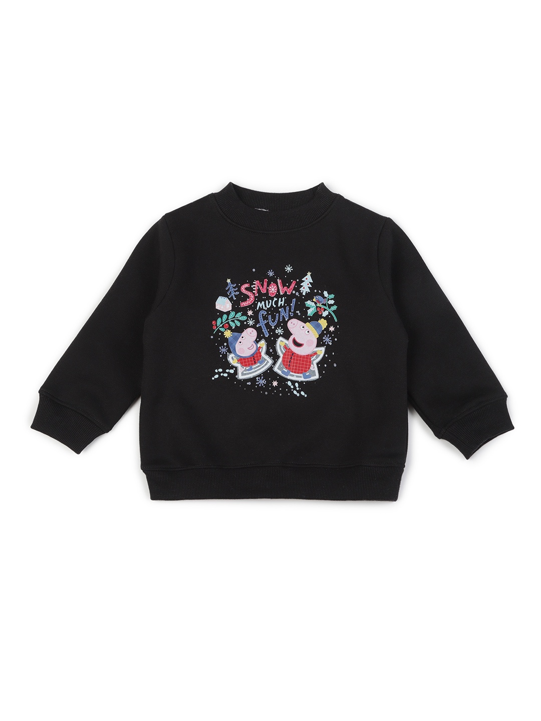 

shopbloom Kids Graphic Printed Cotton Pullover Sweatshirt, Black