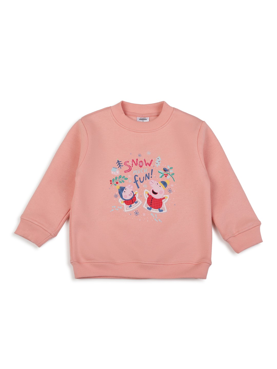 

shopbloom Kids Graphic Printed Round Neck Cotton Pullover, Peach