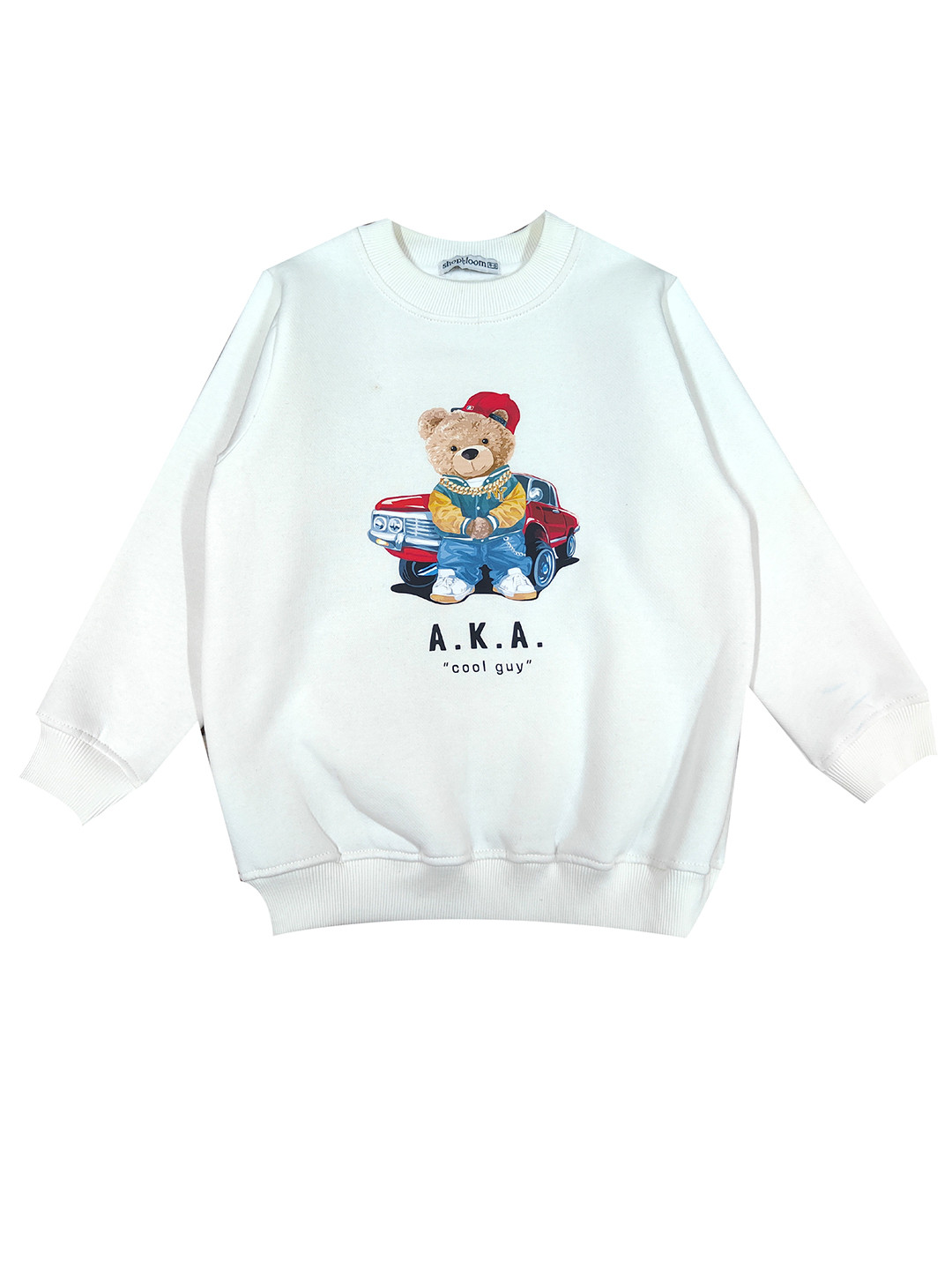 

shopbloom Kids Graphic Printed Cotton Pullover Sweatshirt, White