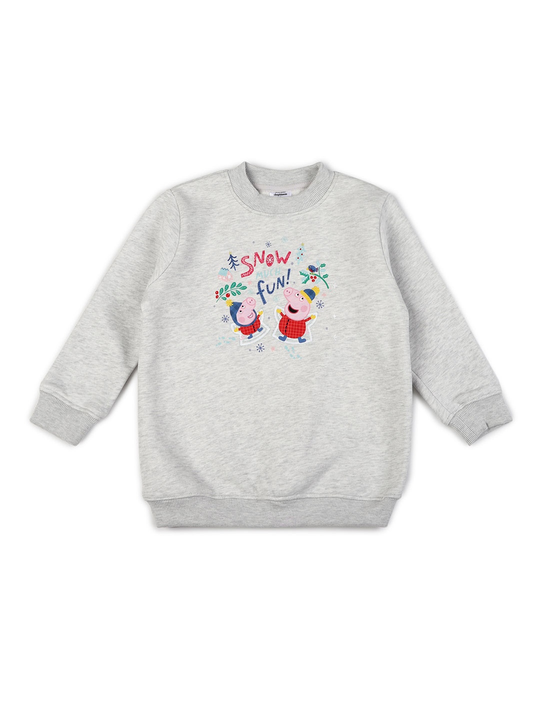 

shopbloom Kids Printed Round Neck Long Sleeves Cotton Sweatshirt, Grey
