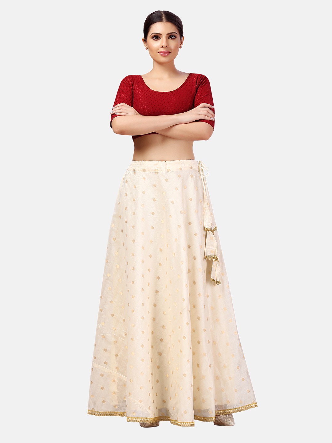

Studio Shringaar Woven Design Maxi Skirt, Cream