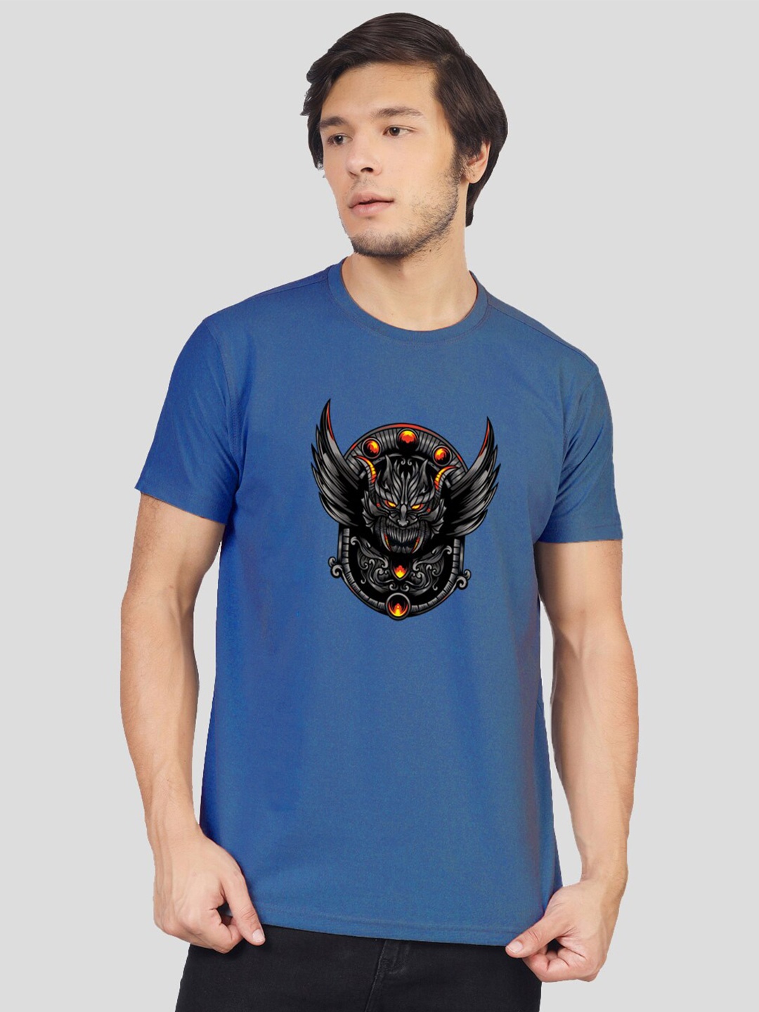 

Greylongg Graphic Printed Cotton T-shirt, Blue