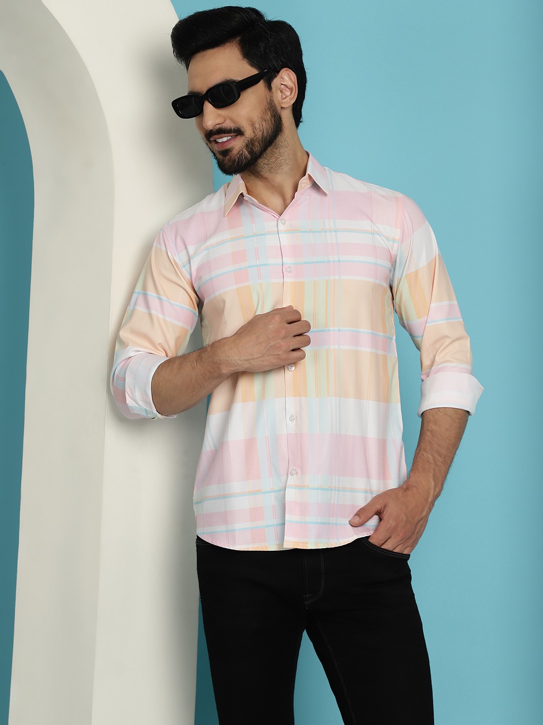 

Indian Needle Classic Checked Casual Shirt, Pink