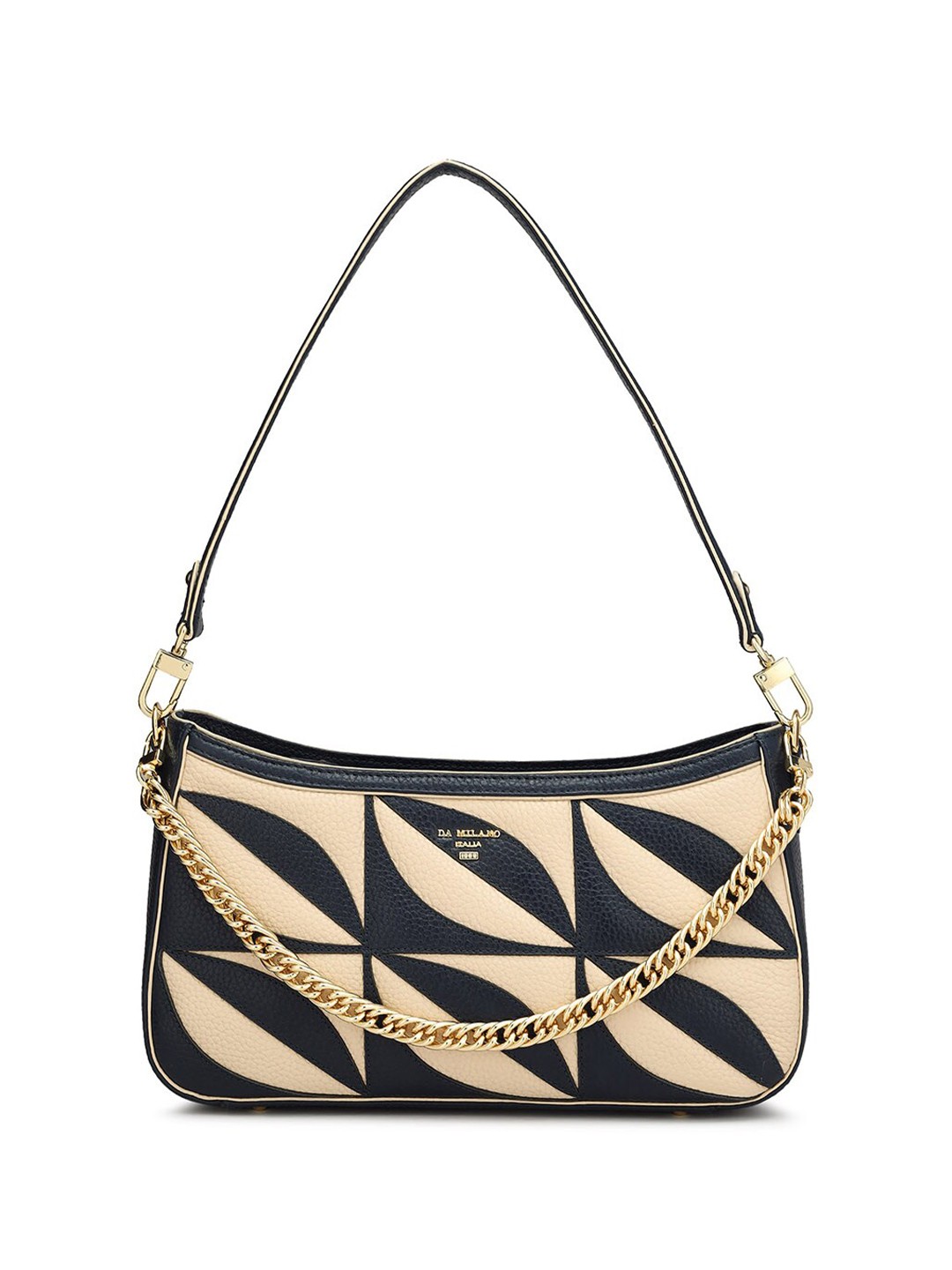 

Da Milano Floral Printed Leather Structured Shoulder Bag, Cream