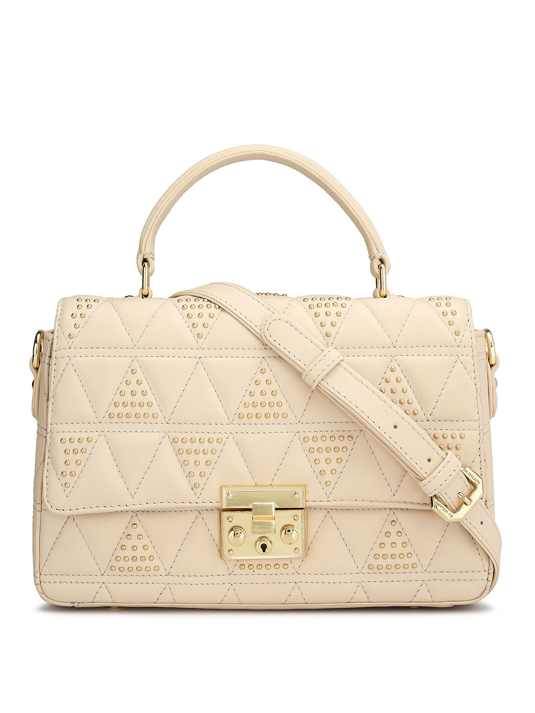 

Da Milano Textured Leather Structured Handheld Bag, Cream