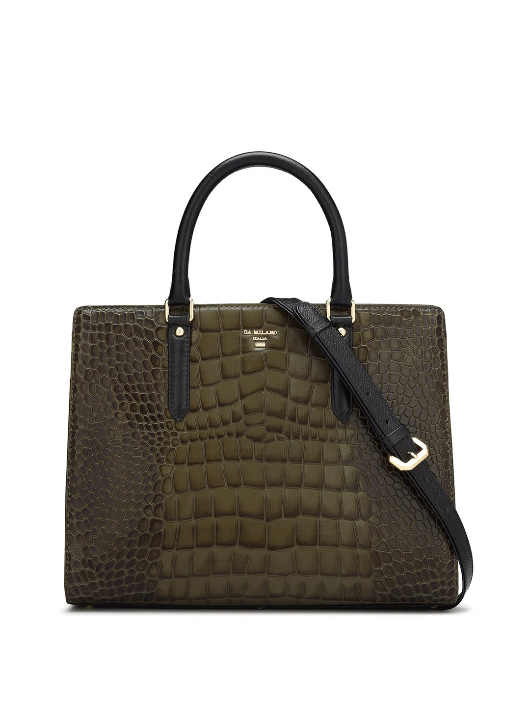 

Da Milano Leather Oversized Structured Handheld Bag, Green