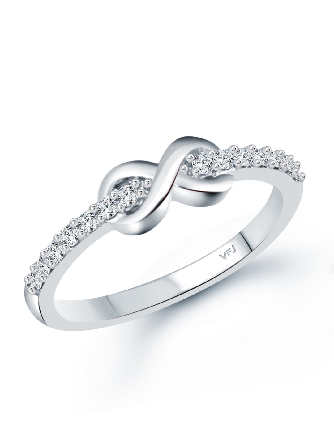 

Vighnaharta Rhodium-Plated Cubic Zirconia Studded Finger Ring With Rose Box, Silver