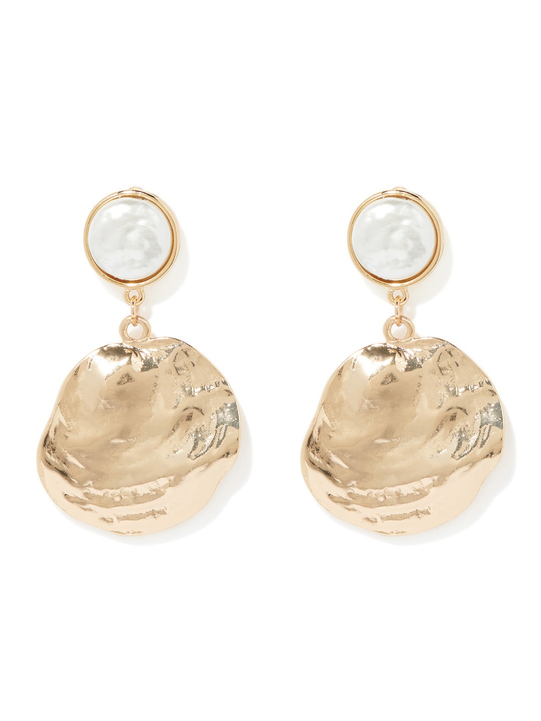 

Forever New Gold-Plated Stone Studded Contemporary Drop Earrings