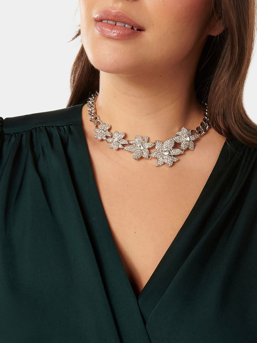 

Forever New Silver-Plated Stone Studded Necklace