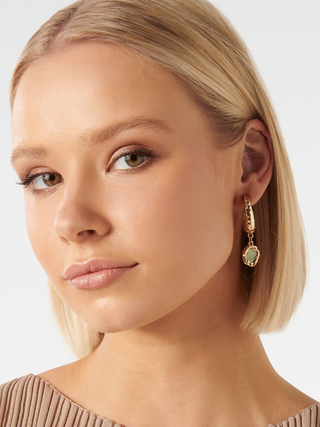

Forever New Gold-Plated Contemporary Half Hoop Earrings