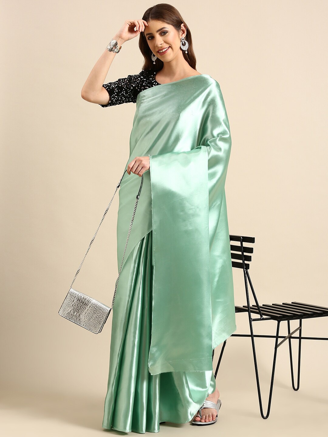 

Sarvada Satin Silk Saree, Green