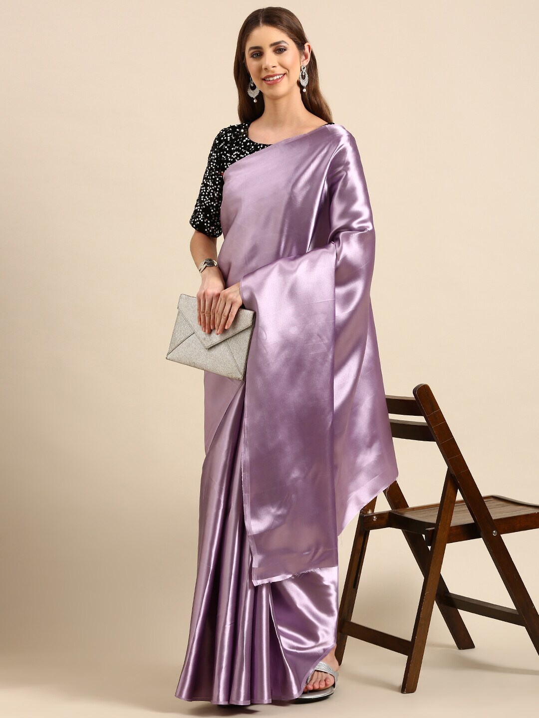 

Sarvada Satin Silk Saree, Lavender