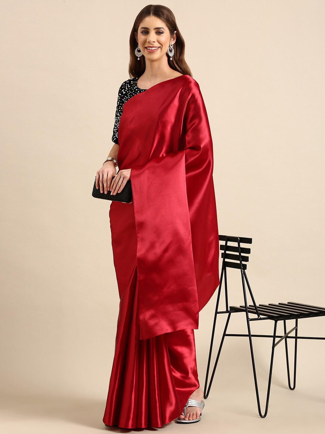 

Sarvada Satin Silk Saree, Maroon