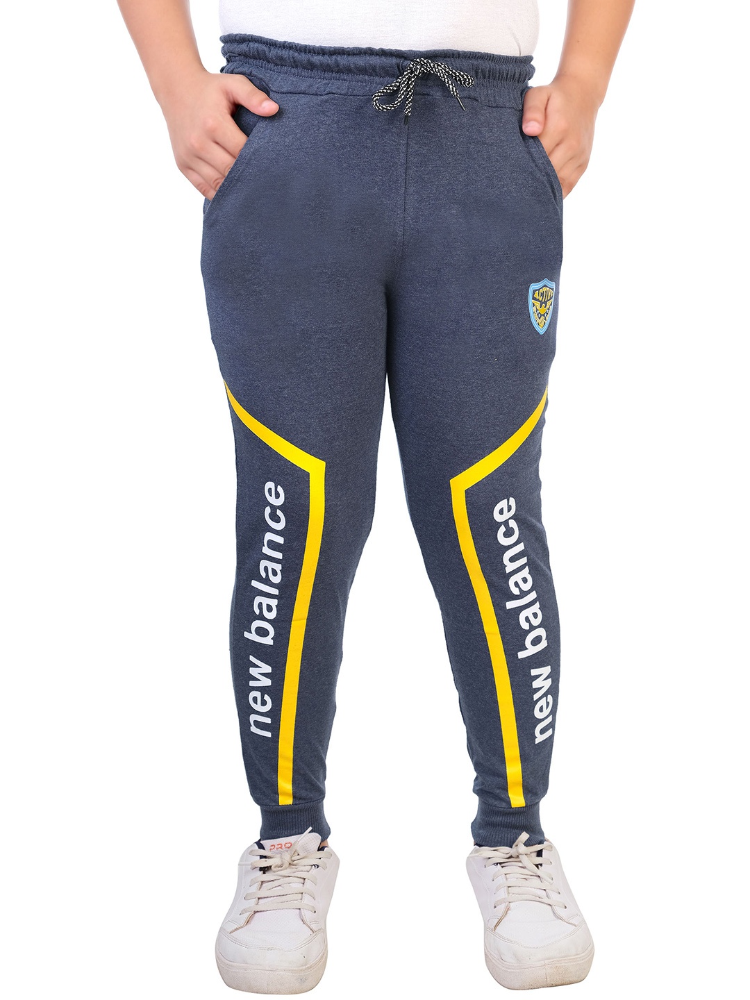 

BAESD Boys Mid-Rise Typography Printed Joggers, Navy blue