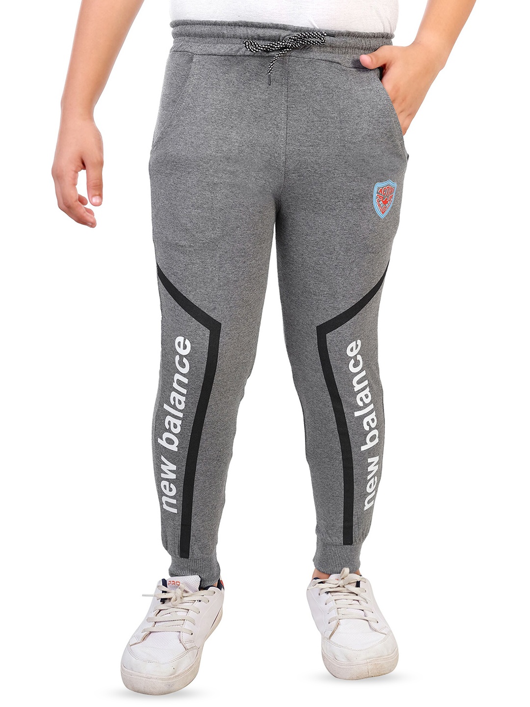 

BAESD Boys Typography Printed Mid-Rise Plain Joggers, Grey