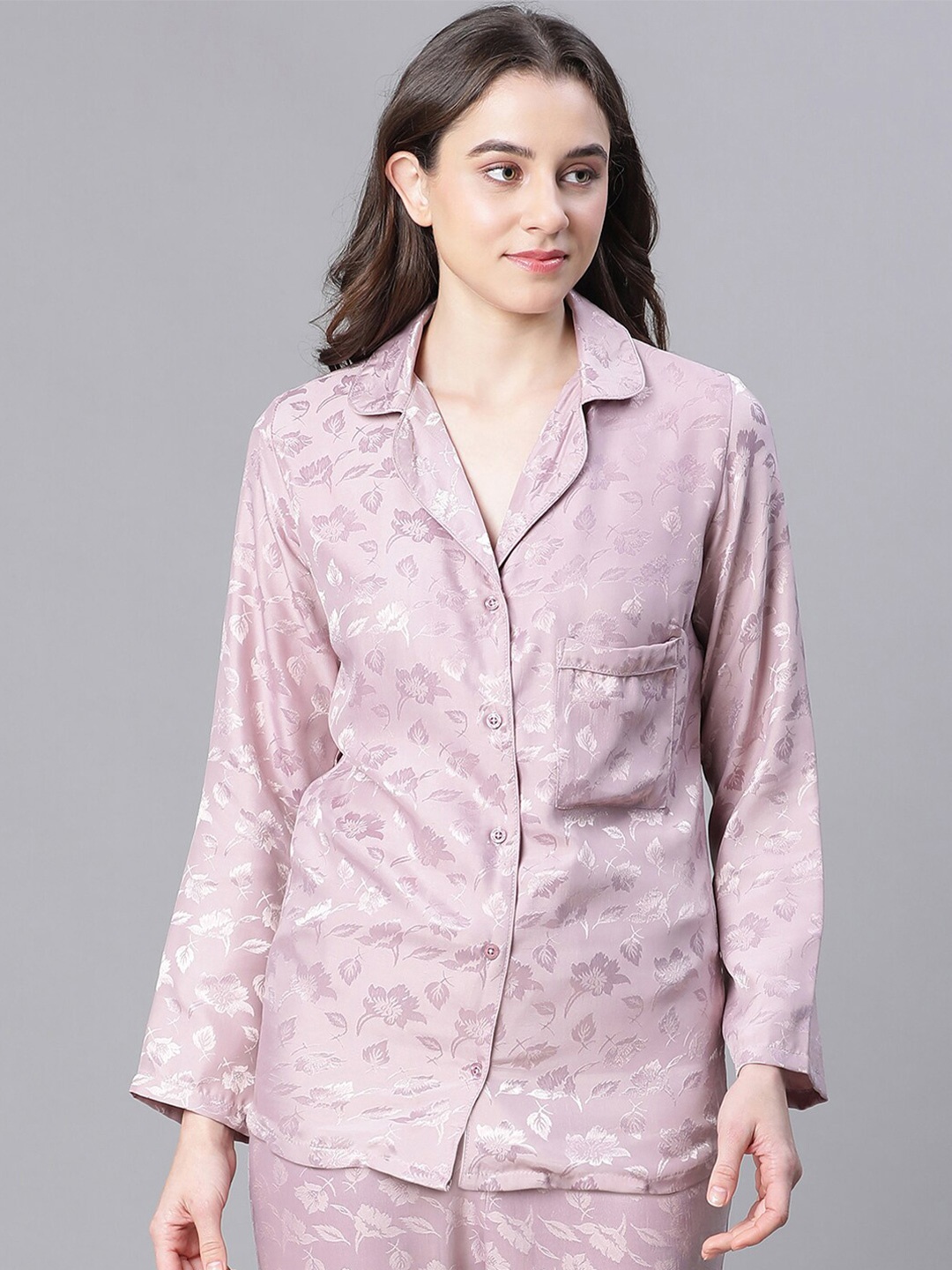 

Oxolloxo Floral Printed Spread Collar Casual Shirt, Lavender