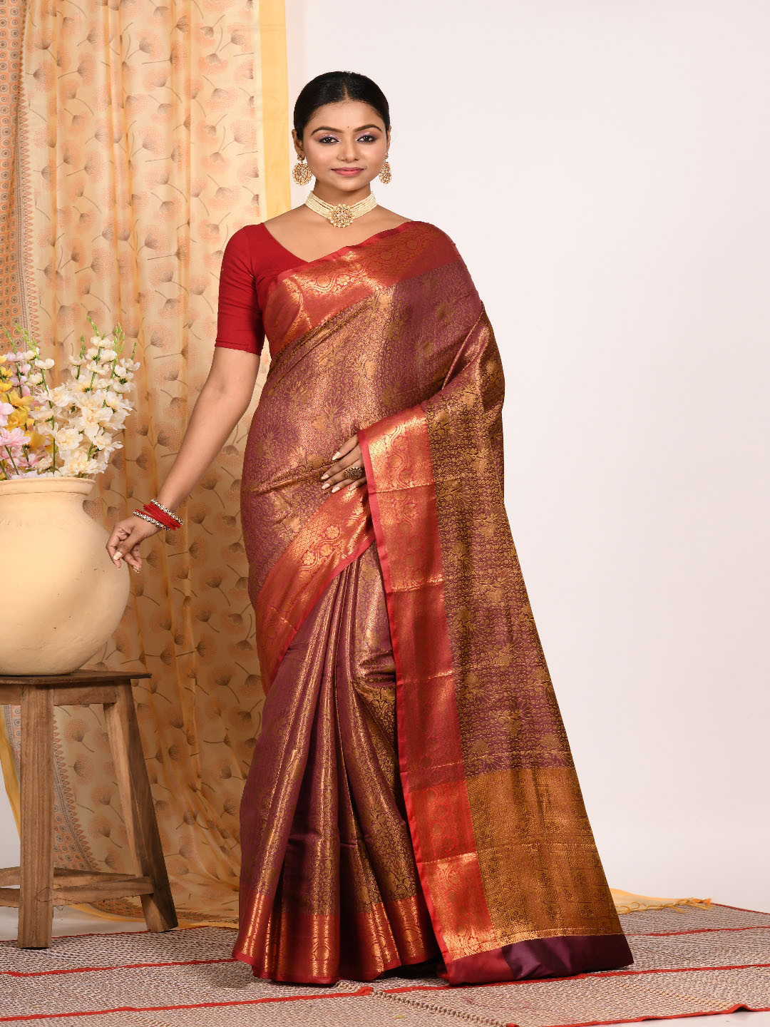 

Morchari Ethnic Motifs Woven Design Zari Saree, Maroon