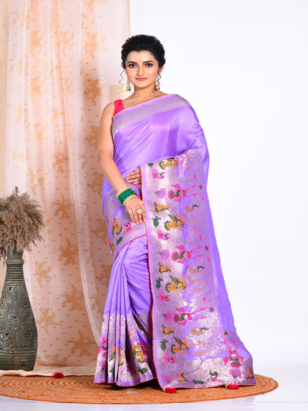 

Morchari Ethnic Motifs Woven Design Zari Saree, Purple