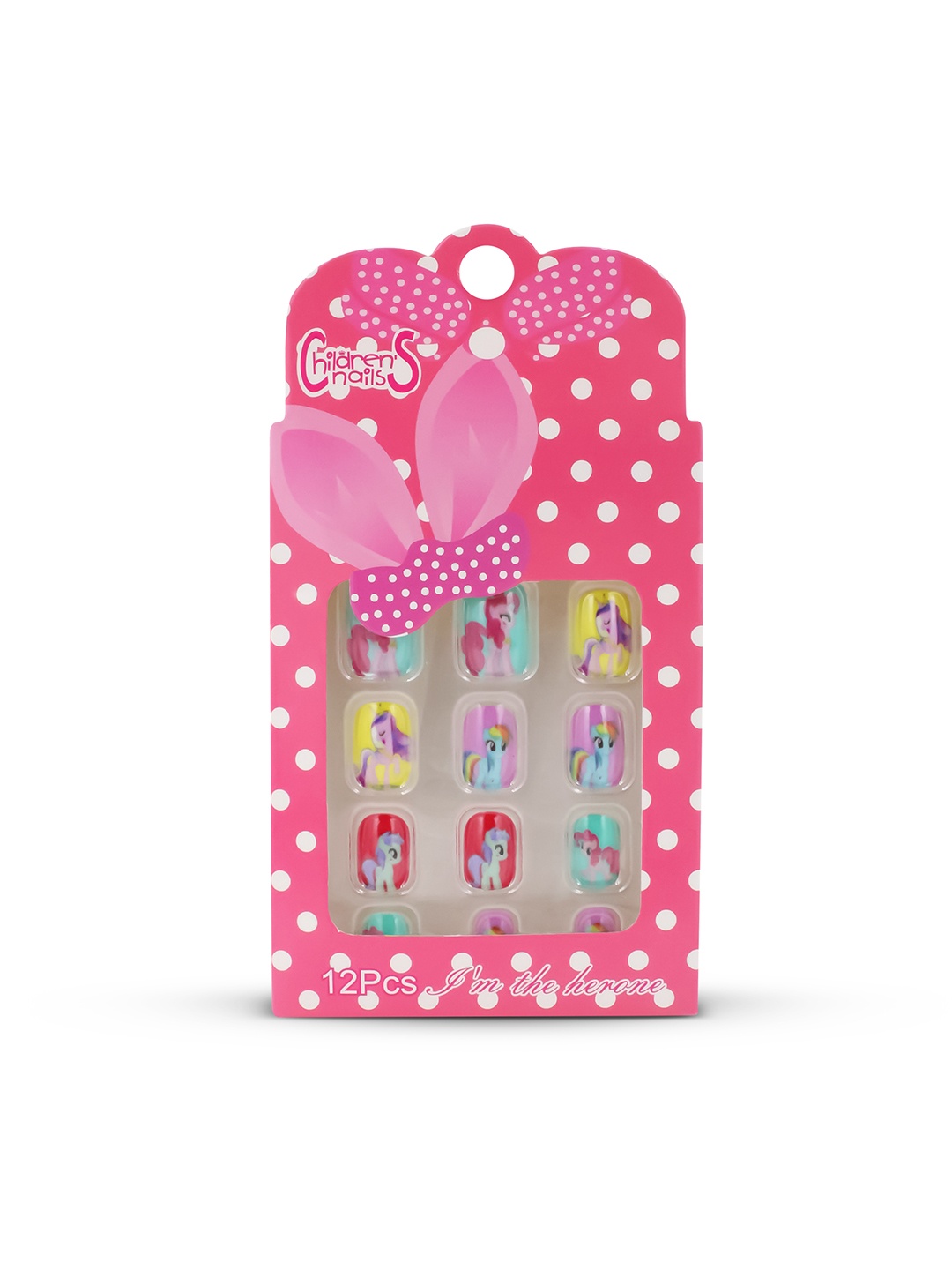 

JENNA 12-Pcs Pony Design Artificial Nails Art Kit With Glue, Blue