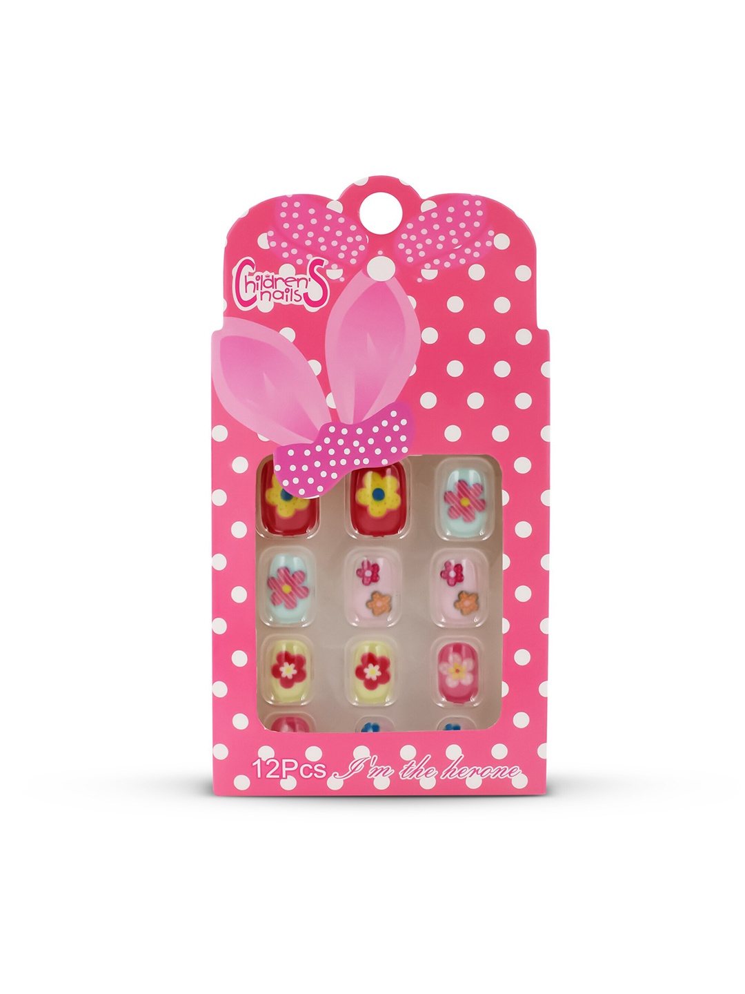 

JENNA 12-Pcs Flowers Design Artificial Nails Art Kit With Glue, Yellow