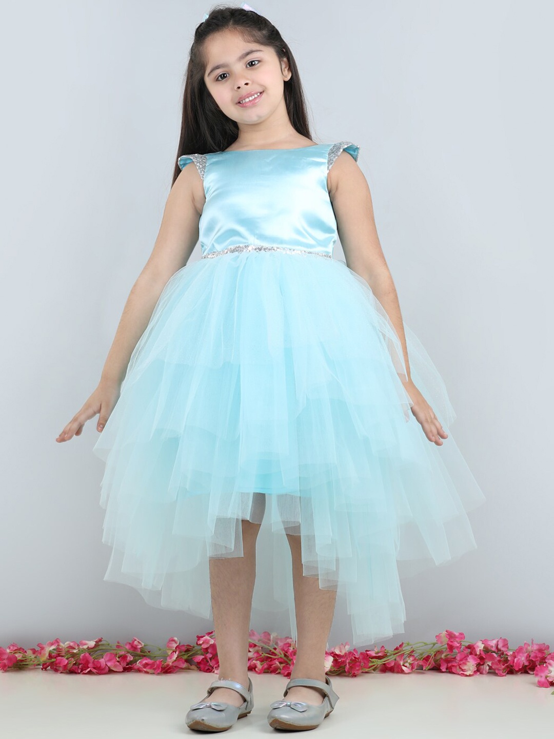 

Toy Balloon kids Girls Net Fit & Flare Midi Dress, Blue