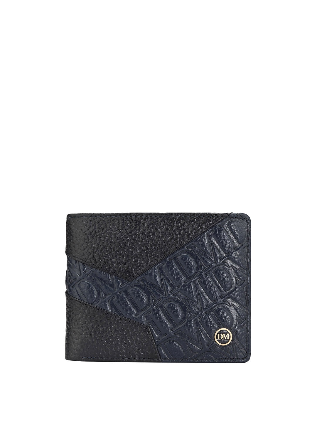 

Da Milano Textured Leather Two Fold Wallet, Navy blue
